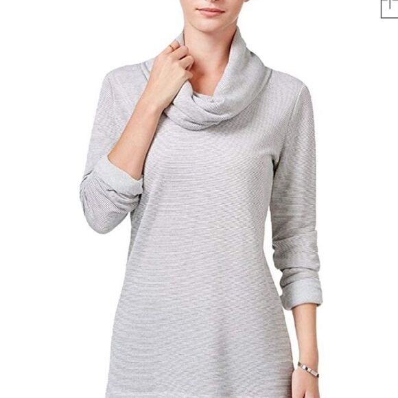 Maison Jules Cowl Neck Striped Tunic Top - Picture 1 of 7